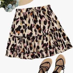 Amazon leopard print ruffle mini skirt